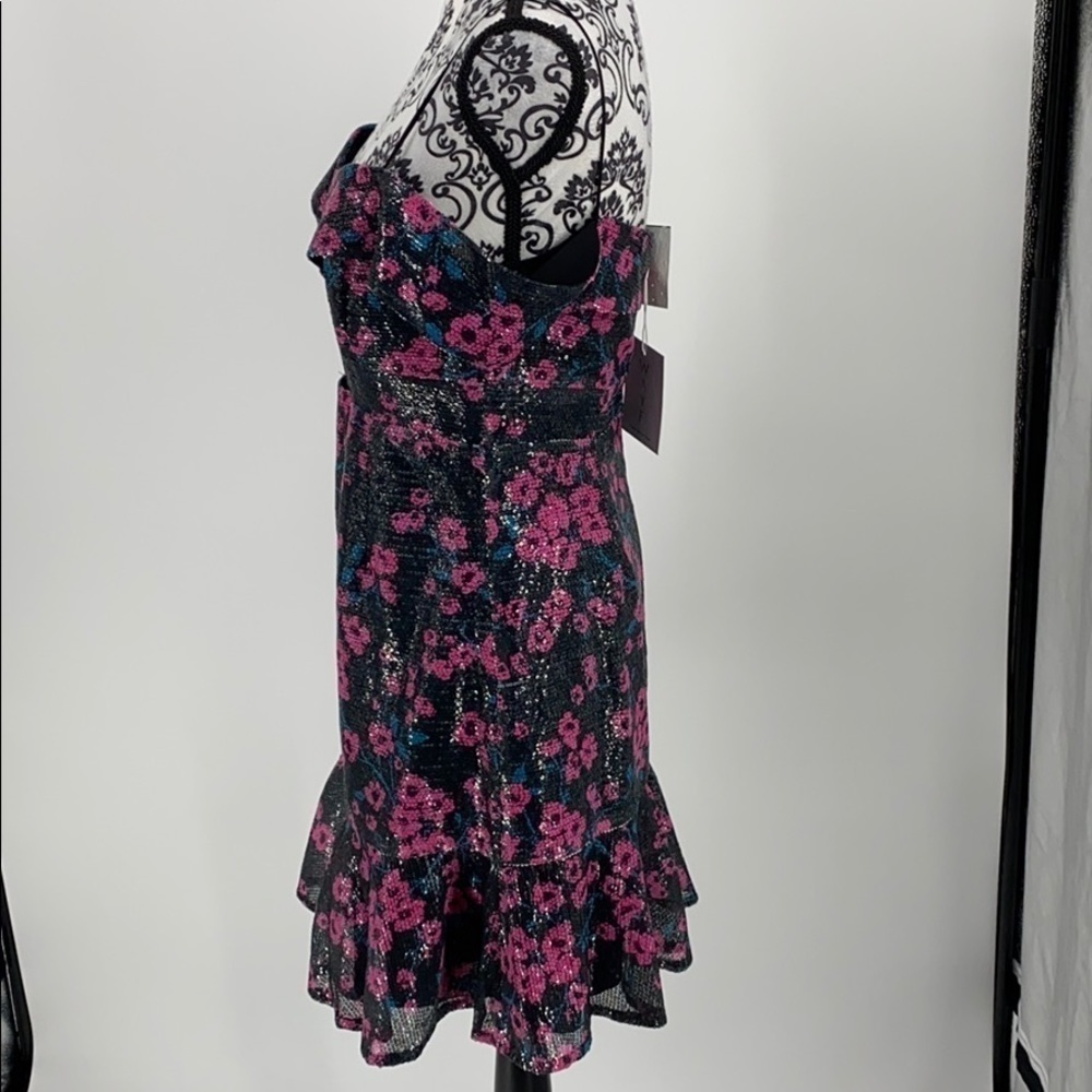 Wayf Janet Sequined Off-the-shoulder Mini Dress floral sparkly peekaboo cutout - Picture 9 of 14
